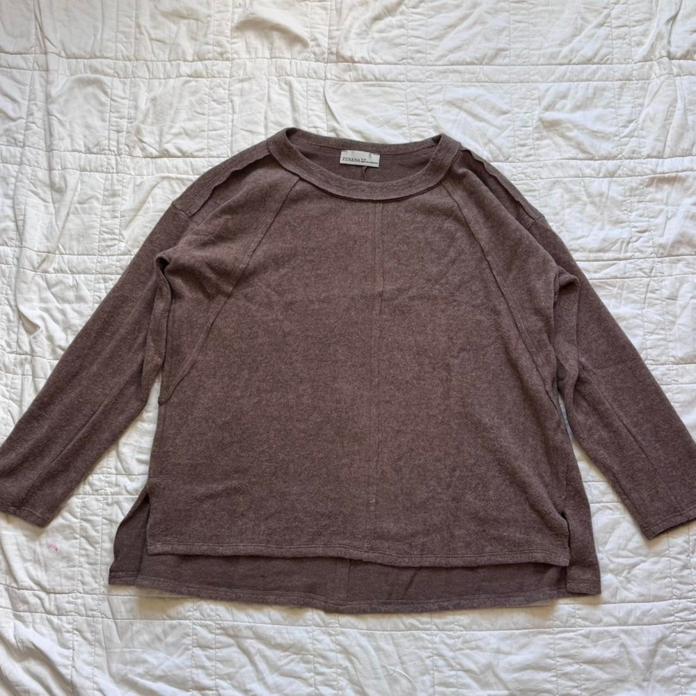 Zenana basic pullover sweater womens M capsule quiet luxury parisian neutral
